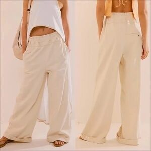 Free People Palma Pants Cream Wide-Leg Size X-Small